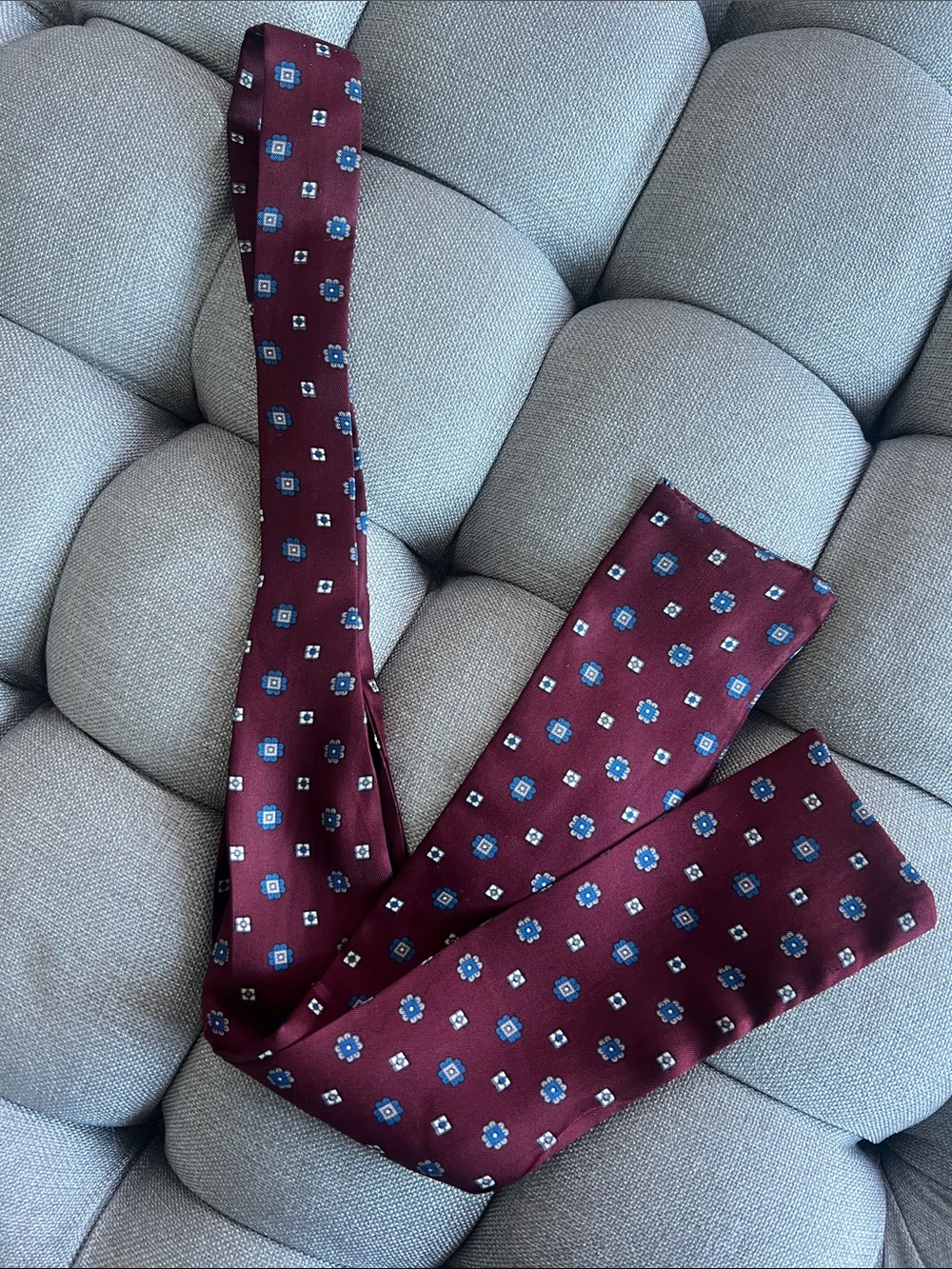 Maroon Floral Geometric Silk Scarf Wrap